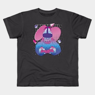 Bigfoot Vaporwave Virtual Reality Videogames Kids T-Shirt